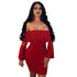 Anita Ruffle Mesh Sleeve Mini Dress #Red